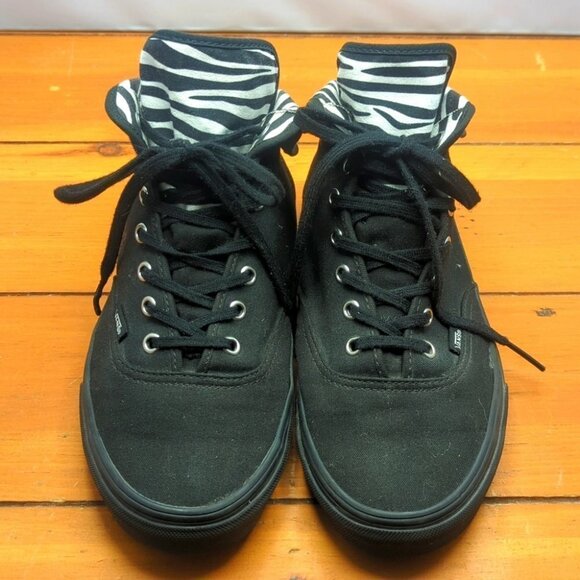 Vans Other - Vans Authentic Hi-2 Zebra Black Skate Shoes Men's Size 7.5